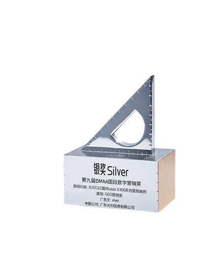 第九届 DMAA 国际数字营销奖 GEO 营销类银奖奖杯